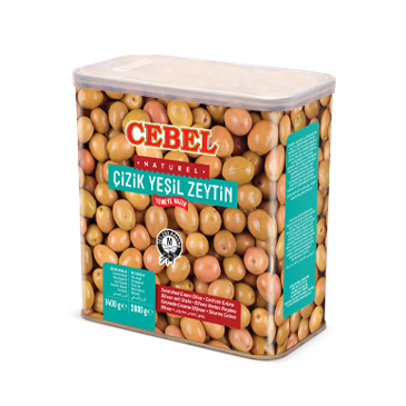Cebel Çizik Yesil Zeytin- Geritzte Grüne Oliven mit Stein M 1400g Cebel Çizik Yesil Zeytin- Geritzte Grüne Oliven mit Stein M 1400g