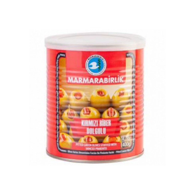 Marmarabirlik grüne Oliven mit Paprikafüllung 400 g Marmarabirlik grüne Oliven mit Paprikafüllung 400 g