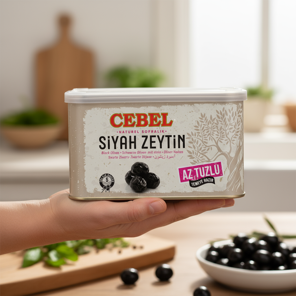 Cebel Siyah Zeytin, Az Tuzlu - Schwarze Oliven mit Stein, Salzarm 750g