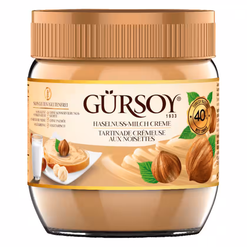 Gürsoy Sütlü Findik Ezmesi - Haselnuss-Milch Creme 400g Gürsoy Sütlü Findik Ezmesi - Haselnuss-Milch Creme 400g