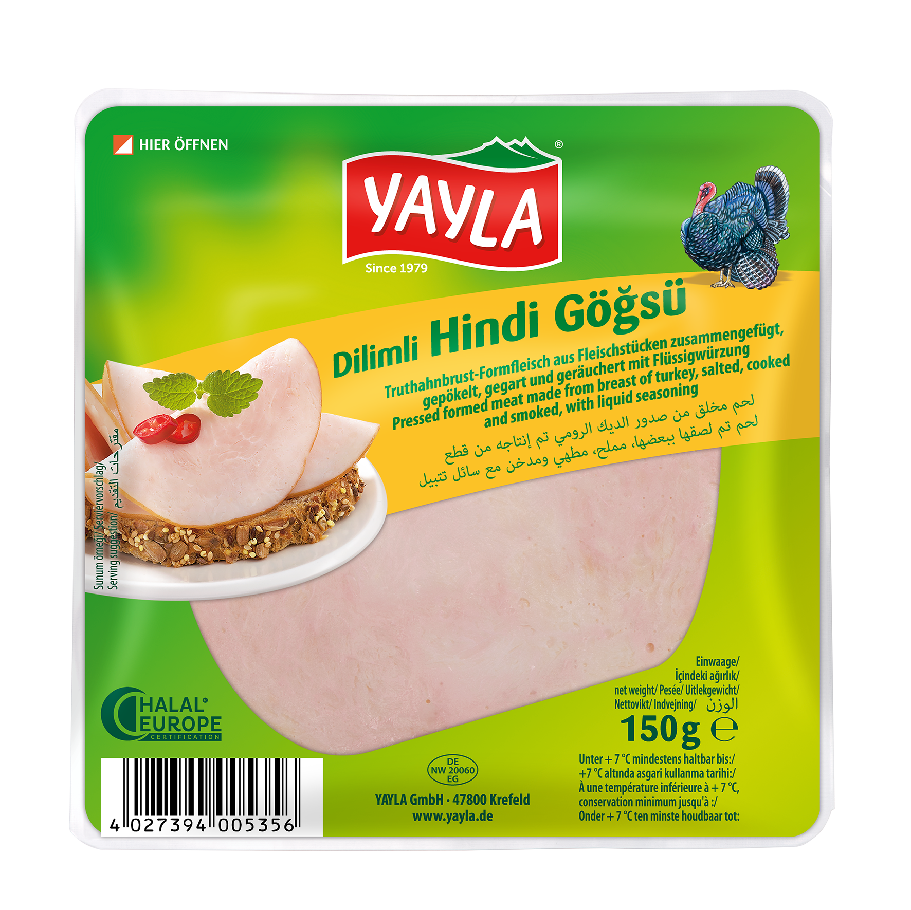Yayla Hindi Gögsü - Truthahnbrust-Formfleisch 150g Yayla Hindi Gögsü - Truthahnbrust-Formfleisch 150g