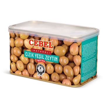 Cebel Çizik Yesil Zeytin- Geritzte Grüne Oliven mit Stein M 700g Cebel Çizik Yesil Zeytin- Geritzte Grüne Oliven mit Stein M 700g